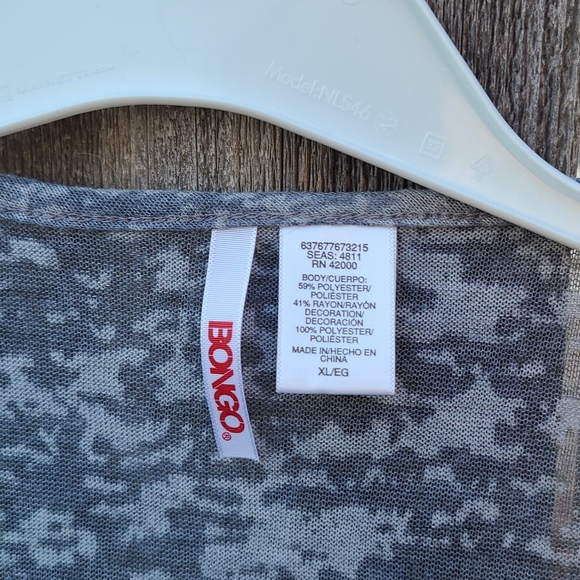 Lightweight Burnout Vest by Bongo in Gray with Chiffon Ruffle at Hem - Picture 2 of 2